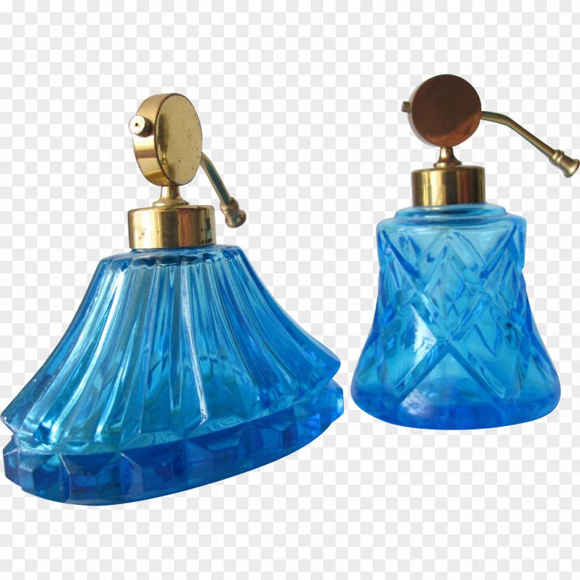 Perfume Bottle Glass Cobalt Blue Turquoise PNG