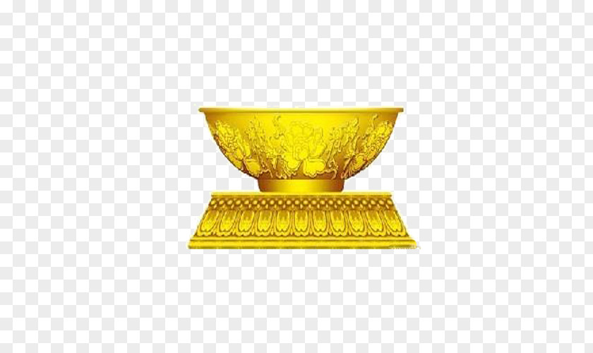 Gold Bowl Hand Painted Euclidean Vector PNG