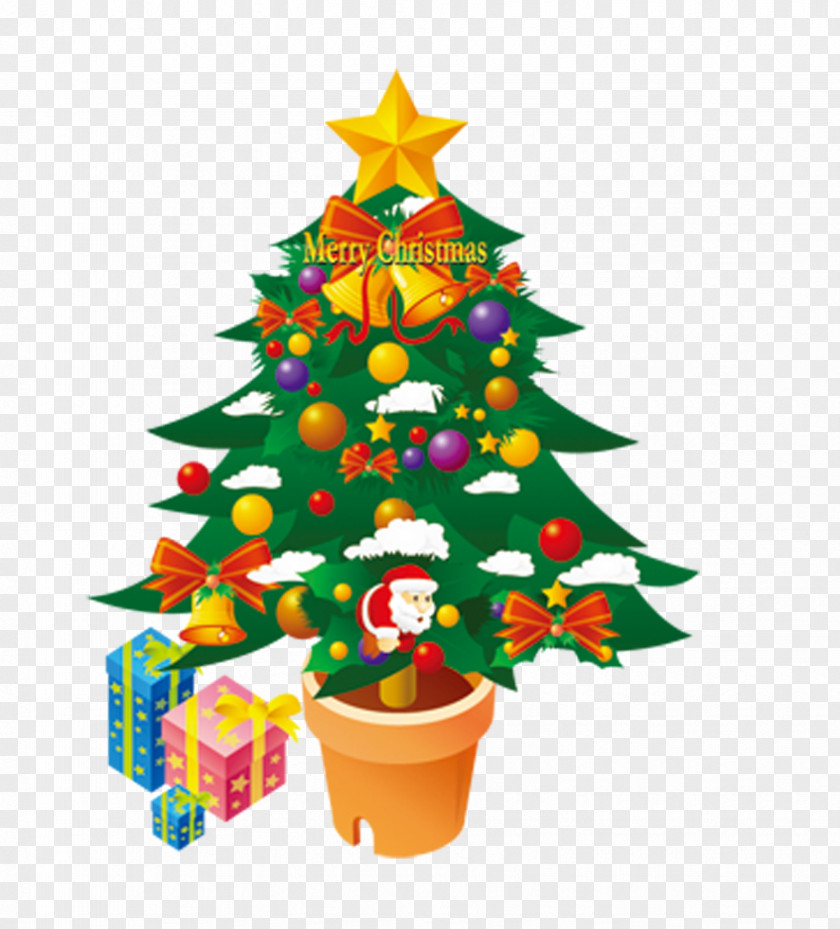 Christmas Tree Santa Claus Ornament Sticker PNG