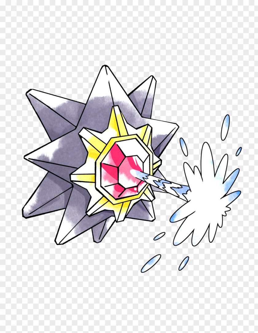 Design Ash Ketchum Art Watercolor Painting Starmie PNG