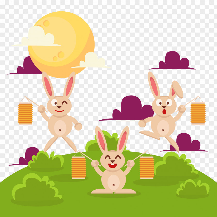 Mid Autumn Moon Rabbit Pull Free Download Easter Bunny Mid-Autumn Festival PNG