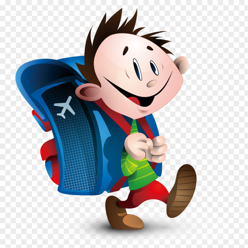 Carrying A Bag To Go School Cartoon Hand Painted Children Student French Child Clip Art PNG