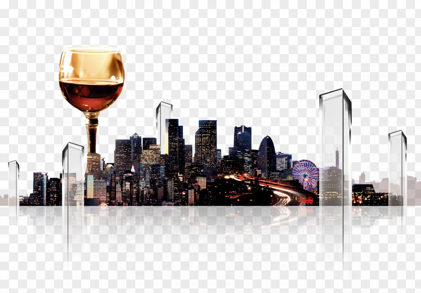 City Buildings Red Wine PNG