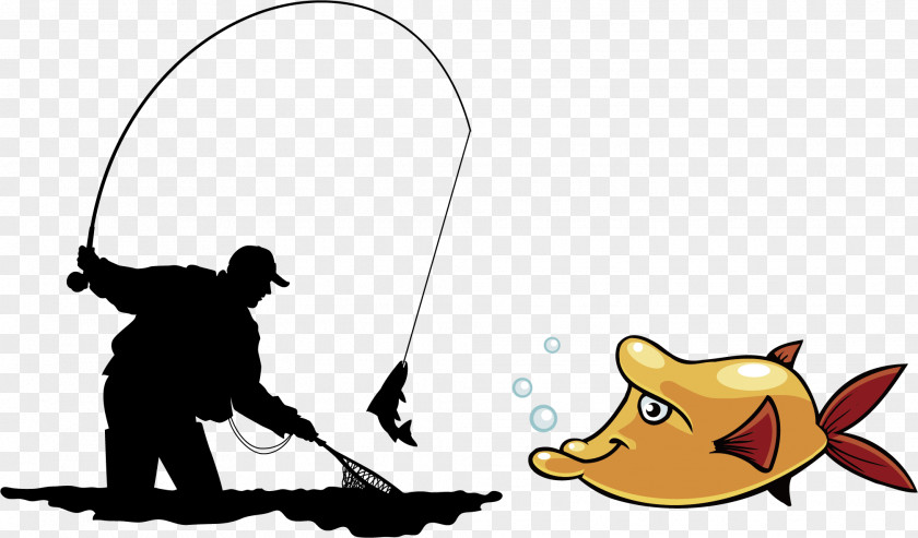 Fishing Man Silhouette Fly Angling Illustration PNG