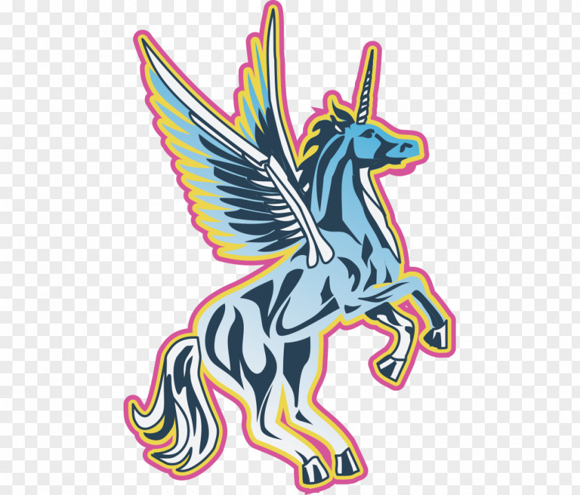 Hand Colored Artwork Pegasus Totem Euclidean Vector Illustration PNG