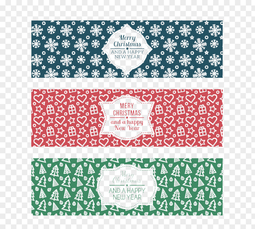 3 Christmas Banner Vector Material Web Paper New Year PNG