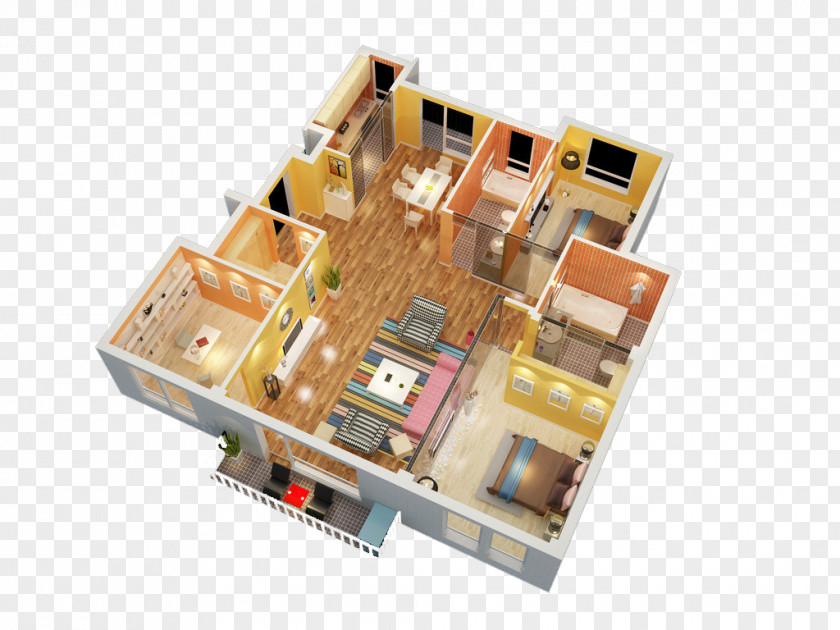 3D Design Model Apartment Floor Plan Wireless Repeater PNG