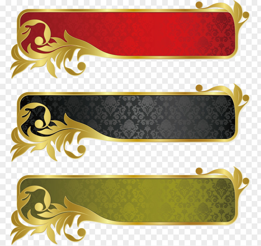 Vector Decorative Material Gold Banner Ribbon PNG