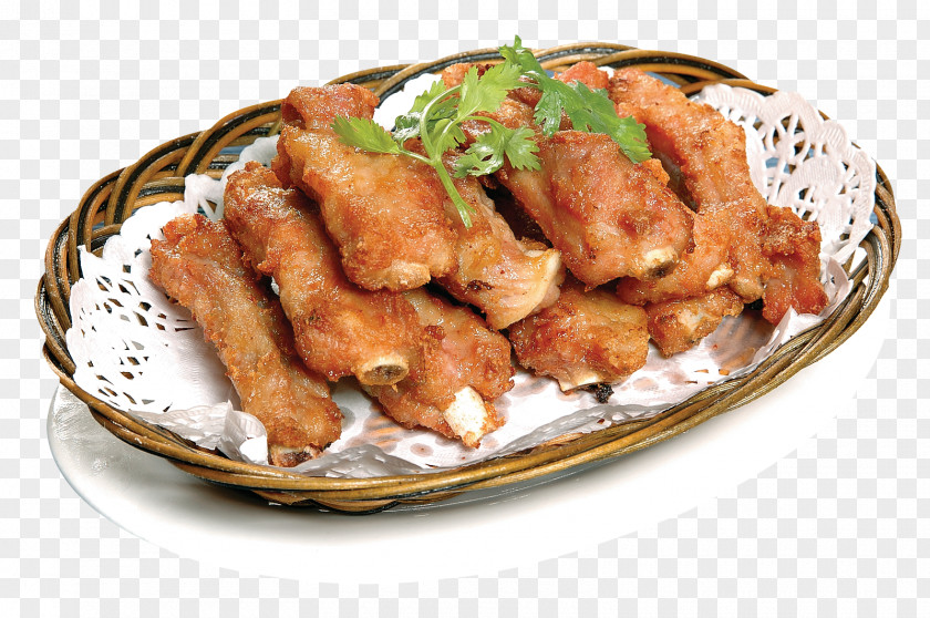 Gold Garlic Bone Fried Chicken Chinese Cuisine Sichuan Spare Ribs PNG