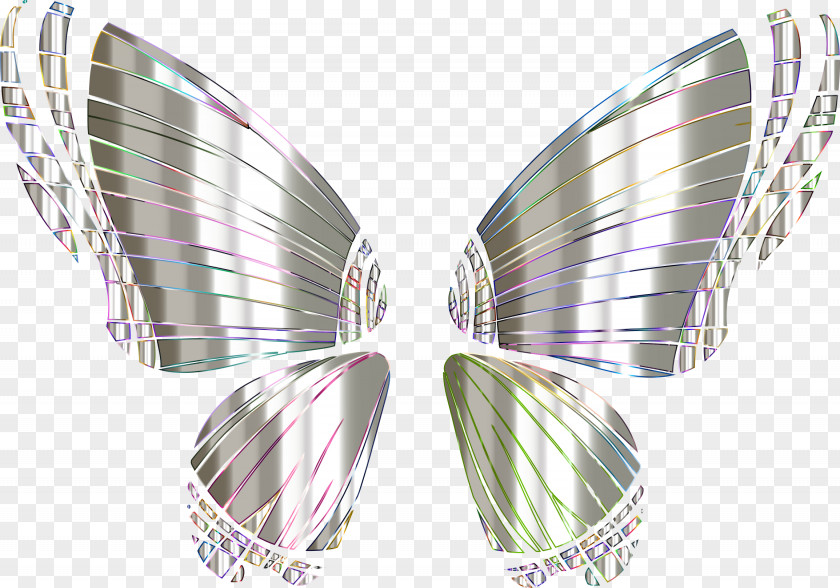 Silhouette Prismatic Color Butterfly Clip Art PNG
