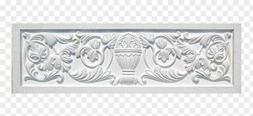 Gypsum Line Carved Flowers Plaster Relief PNG