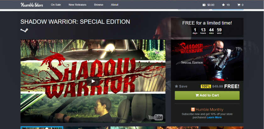 Shadow Warrior Hard Reset Humble Bundle Video Game Steam PNG