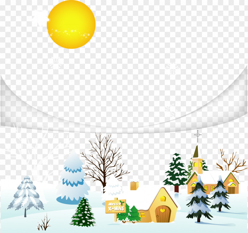 Snow Village Illustrator Vector Material Winter Christmas Clip Art PNG