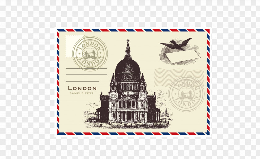 Vintage British Stamp London Clip Art PNG