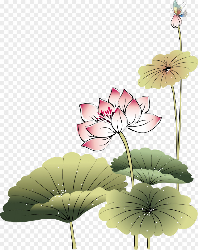 Hand-painted Lotus China Poster Advertising PNG