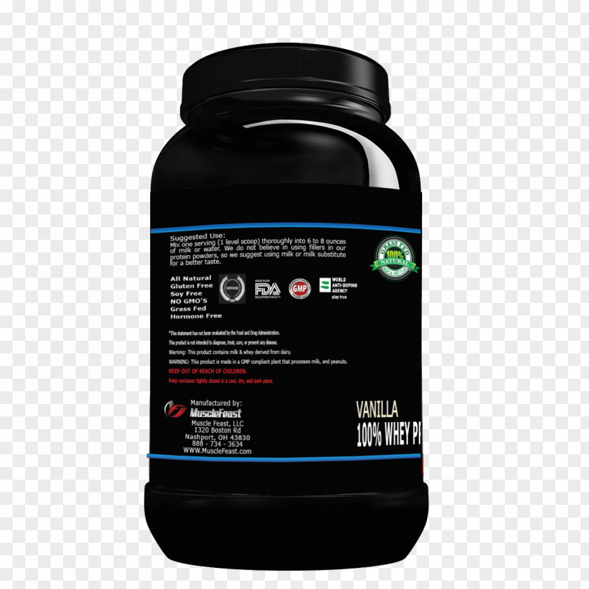 Protein Powder Dietary Supplement Whey Isolate Grass Fed Hormone Free Muscle Feast Premium Blend PNG