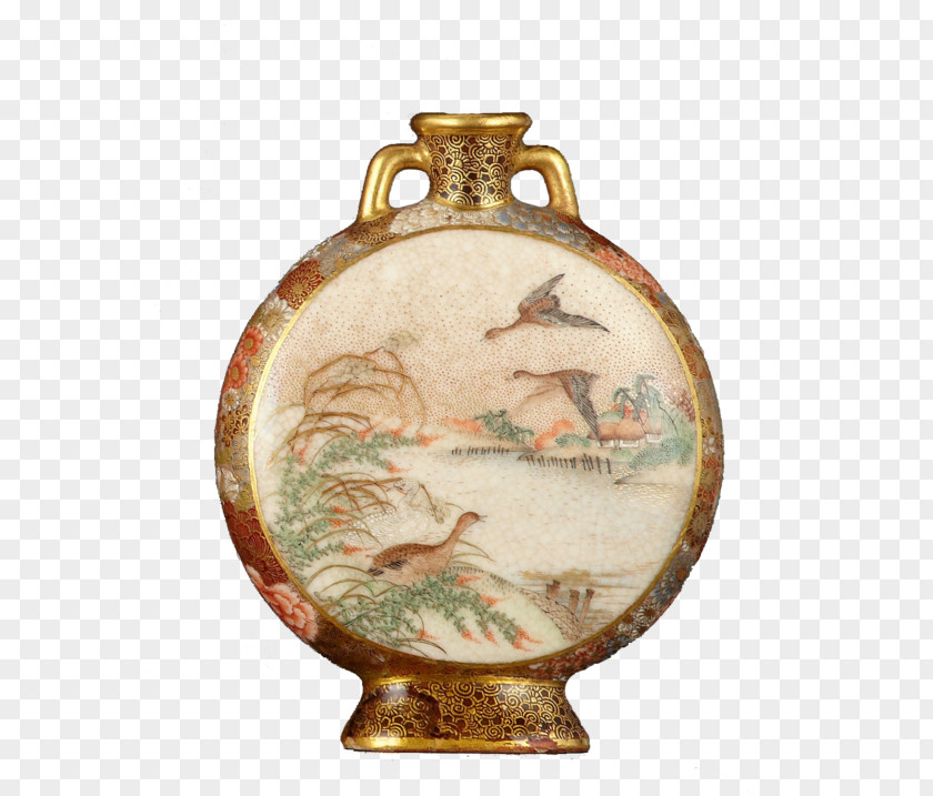 Tan Oil Vase Ceramic Pottery Satsuma Ware Amphora PNG