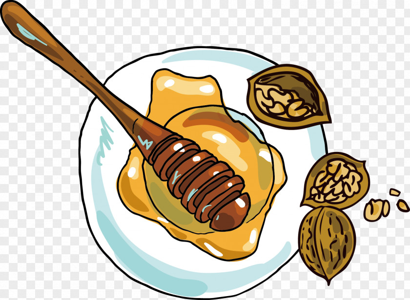 Drawing Cartoon Honey Walnut Ice Cream PNG