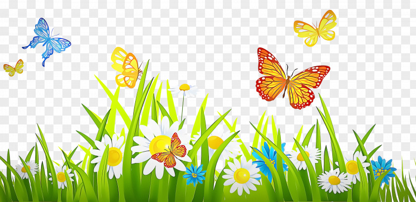 Moths And Butterflies Wildflower Butterfly Natural Landscape Clip Art Meadow Spring PNG