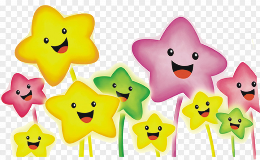 Smiley Star Flowers Cartoon Clip Art PNG
