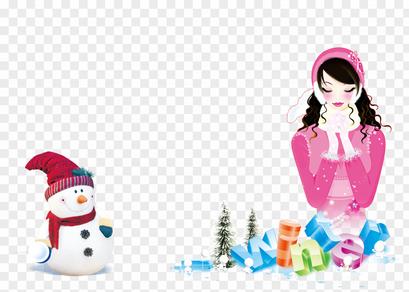 Warm Winter Snowman New Year's Day Christmas Poster PNG