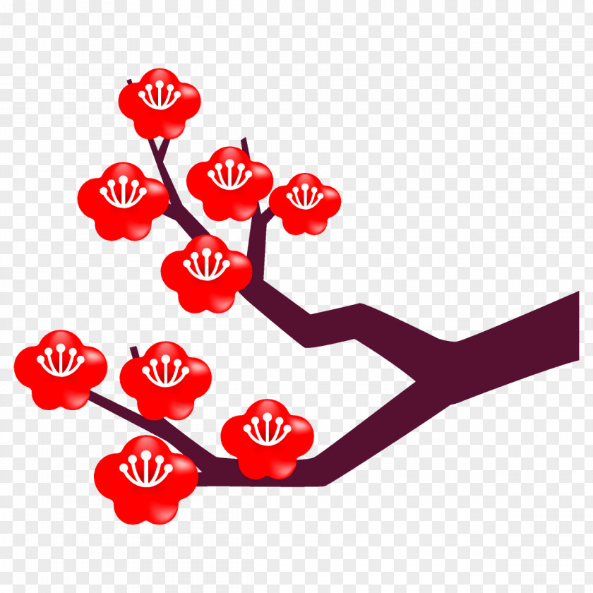 Plum Branch Winter Flower PNG