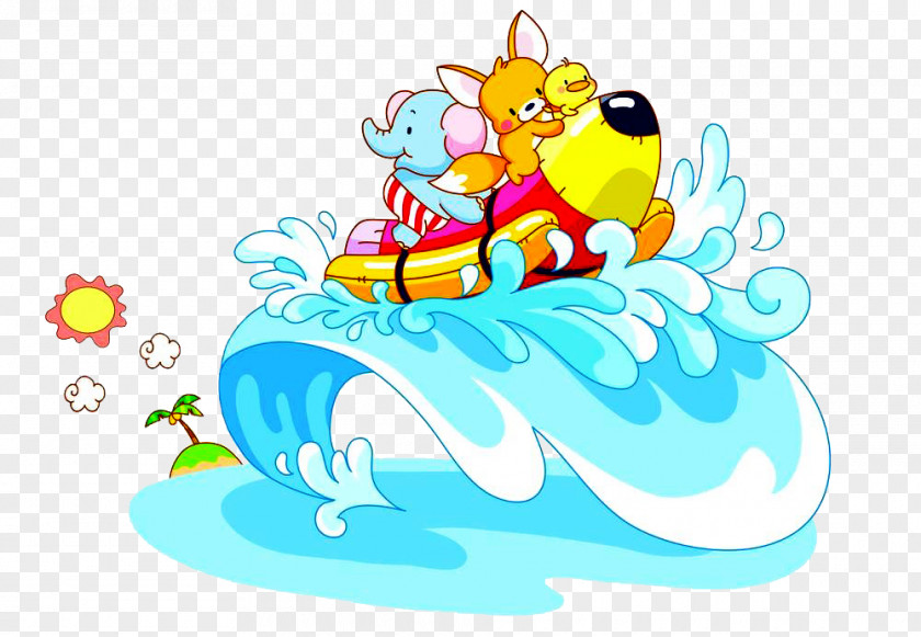 The Animals Are Surfing Cartoon Drawing Royalty-free Illustration PNG