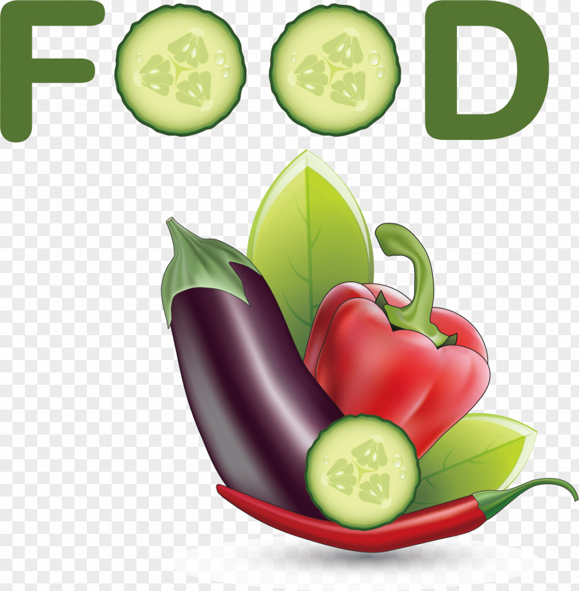 Cartoon Eggplant Chili Organic Food Health PNG