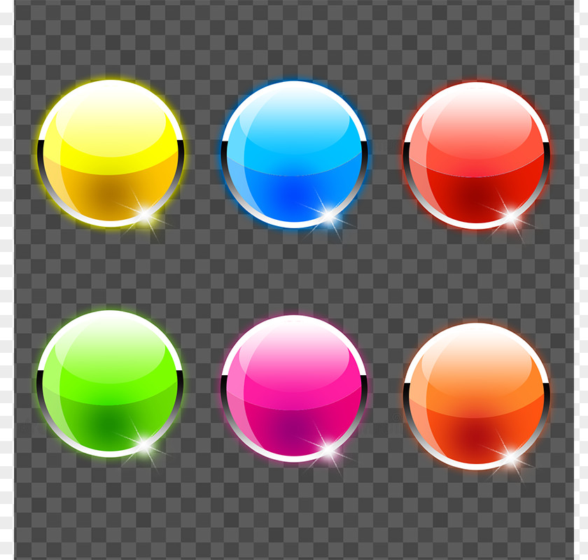 Colorful Shining Buttons PSD Yellow PNG