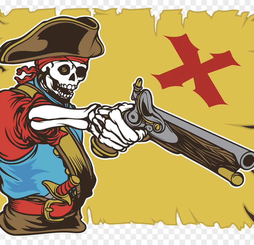 Skeleton Skull Pirate Piracy Treasure Map Clip Art PNG