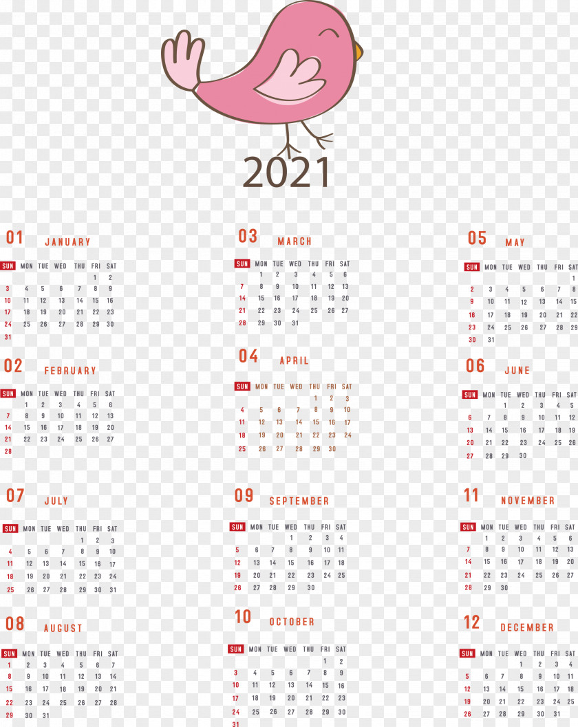 Printable 2021 Yearly Calendar PNG