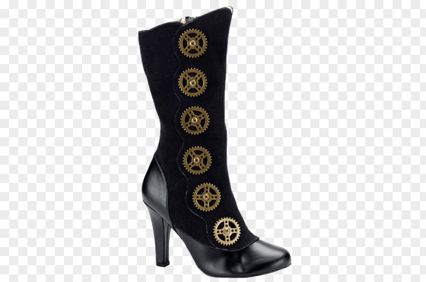 Steampunk Gear Knee-high Boot High-heeled Shoe PNG