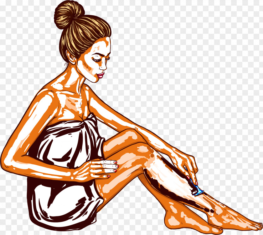 Vector Hand-painted Hair Removal Drawing Illustration PNG