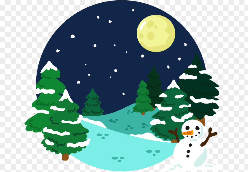 Winter Snowy Night Background Snow Euclidean Vector Landscape PNG