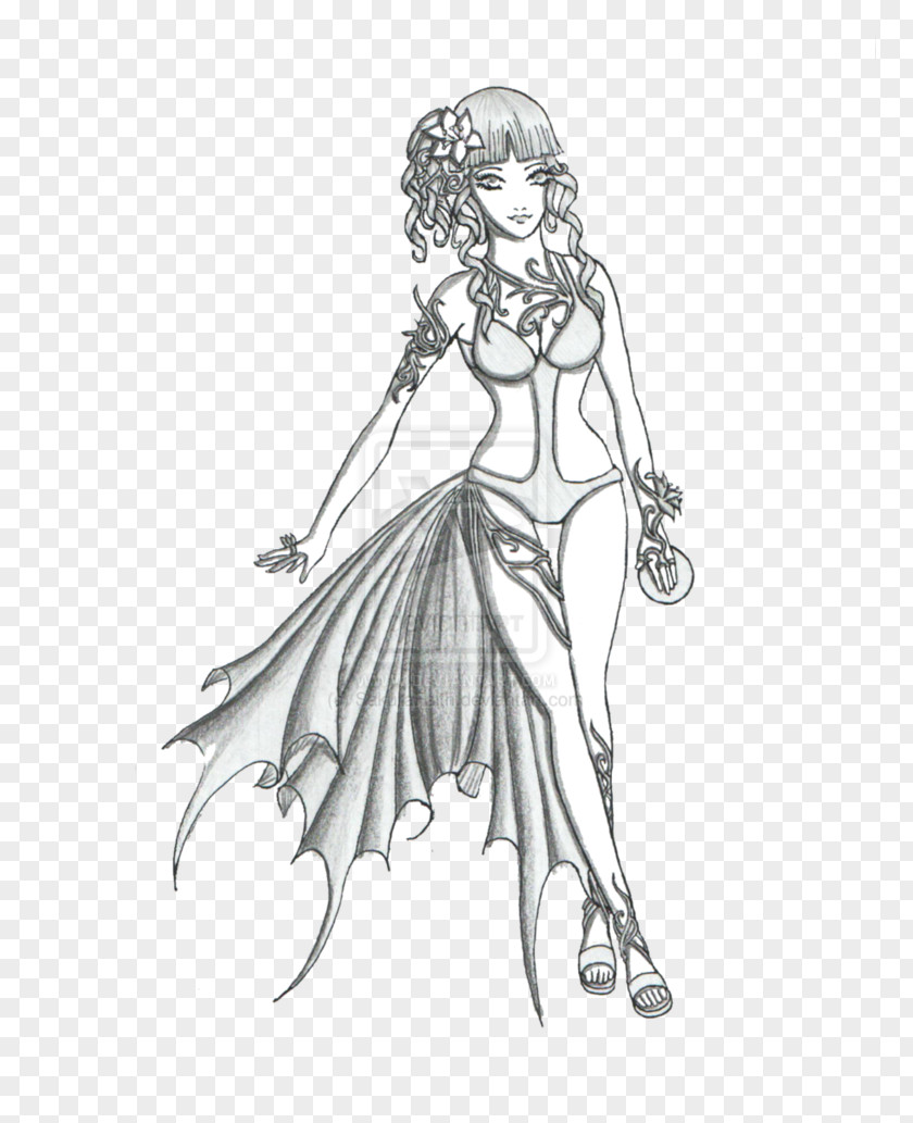 Sakura Creative Fairy Homo Sapiens Line Art Sketch PNG