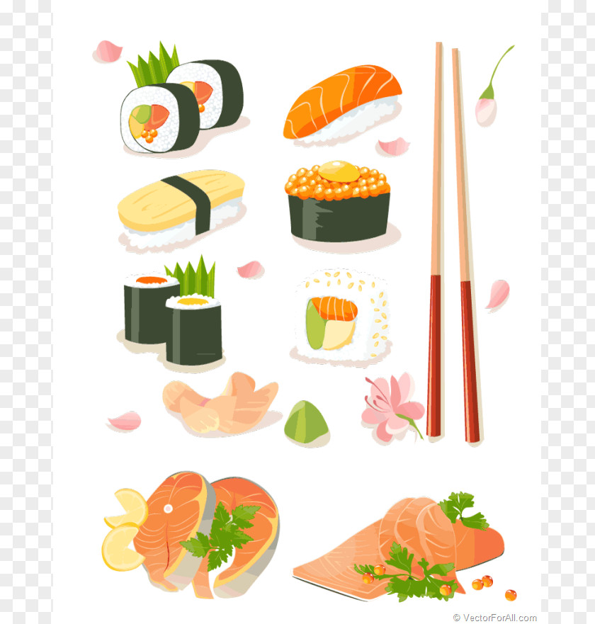 Fish Vector Free Sushi Japanese Cuisine California Roll Seafood PNG