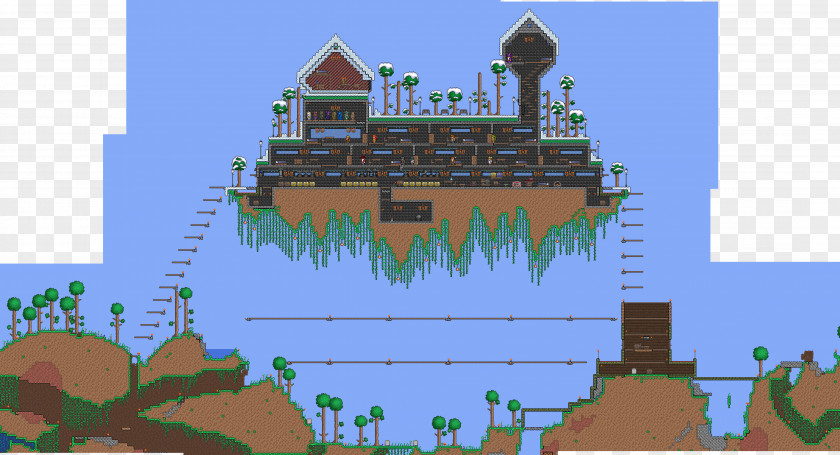 Floating Island Terraria Minecraft House Video Game Starbound PNG