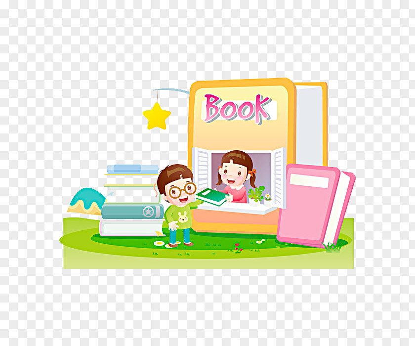 Cartoon Kids And Books Book Drawing Child PNG