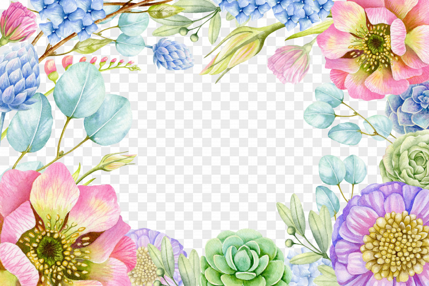 Watercolor Pink Flowers Paper Painting Clip Art PNG