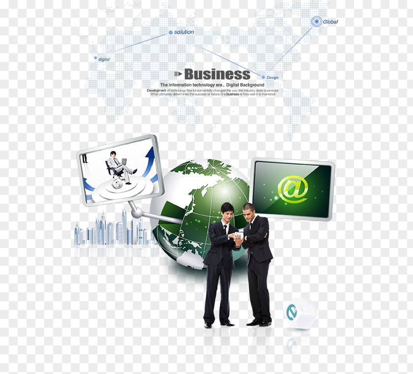 Business Man With The Earth Technology Advertising Commerce PNG