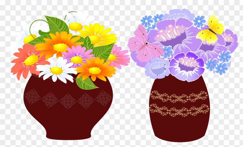 Chrysanthemum Vase Vector Material Indicum Flowerpot Floral Design PNG