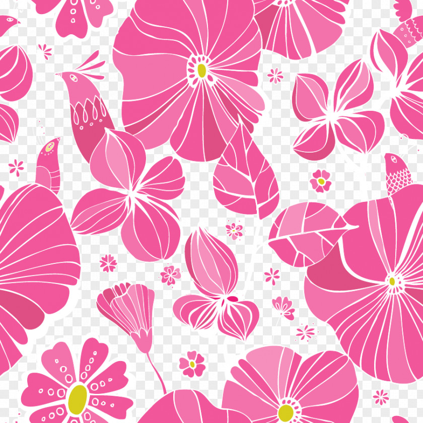 Pink Flowers Seamless Background Material Floral Design Flower PNG