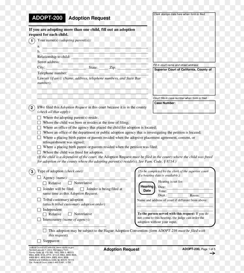 California Document Form Adoption Law PNG