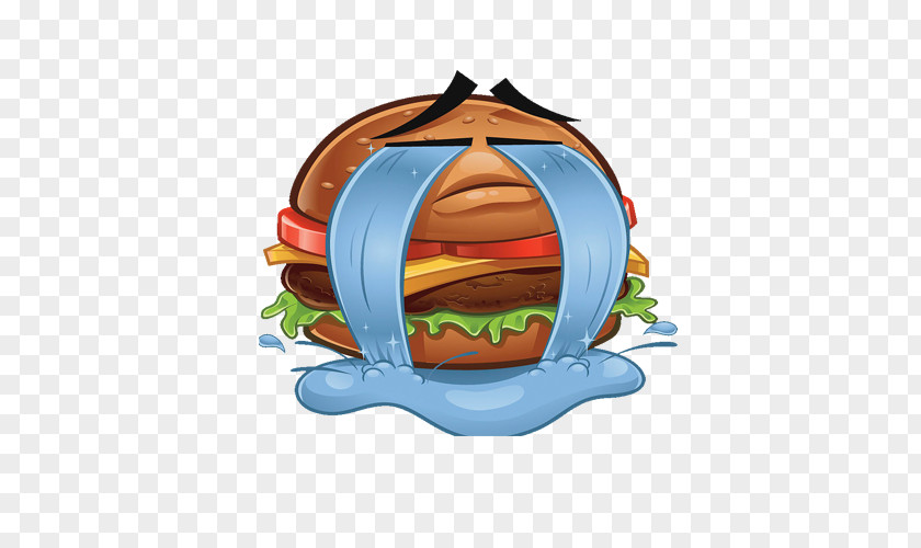Cry Crab Fort Hamburger Cheeseburger Fast Food Cartoon Illustration PNG
