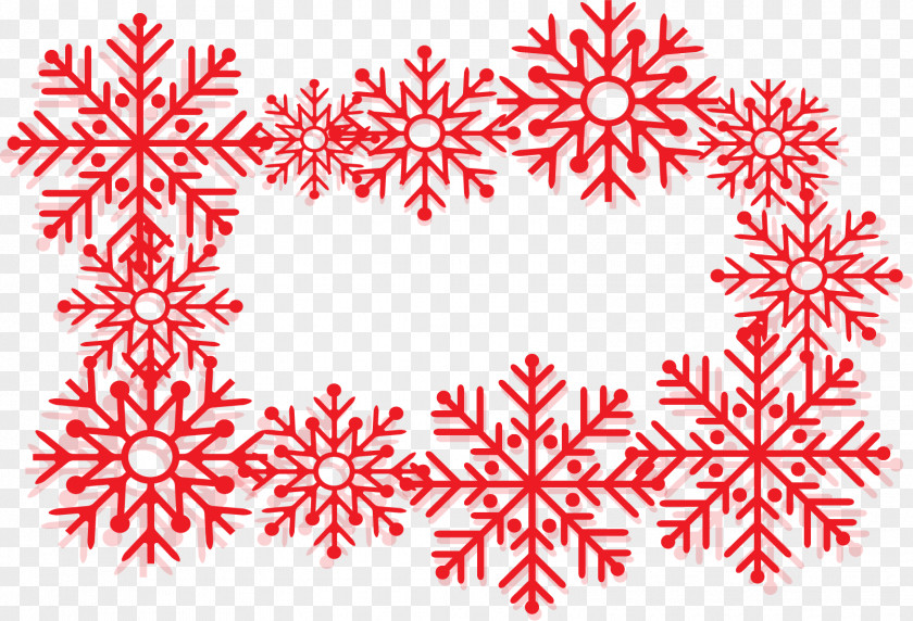 Festively Red Snowflake Border PNG