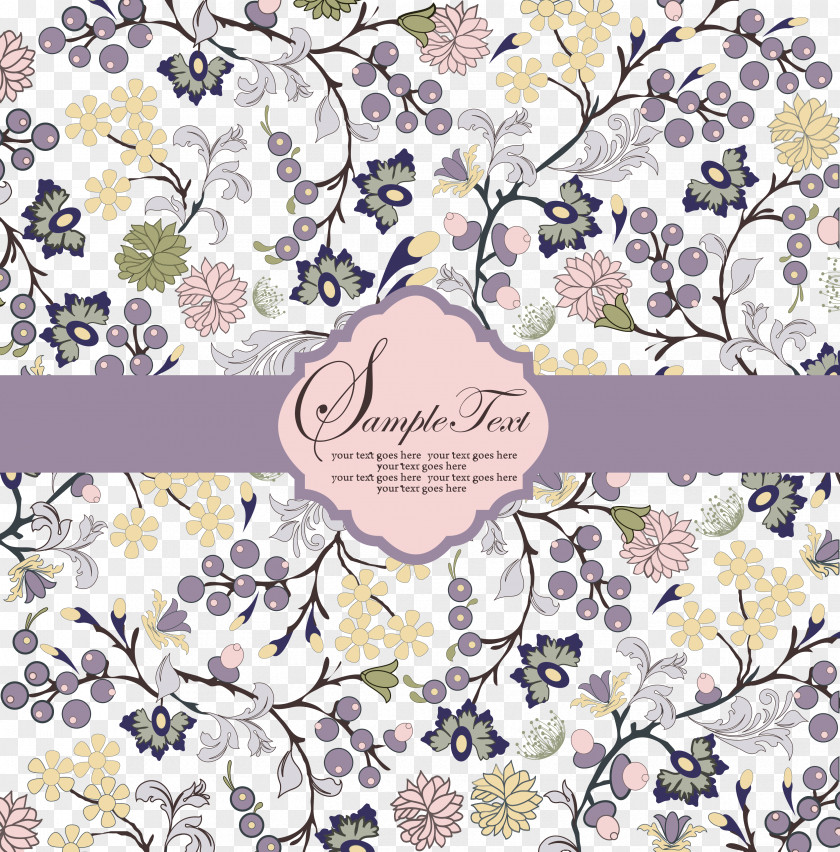 Flowers And Fruits Vector Invitation Wedding Credit Card Pattern PNG