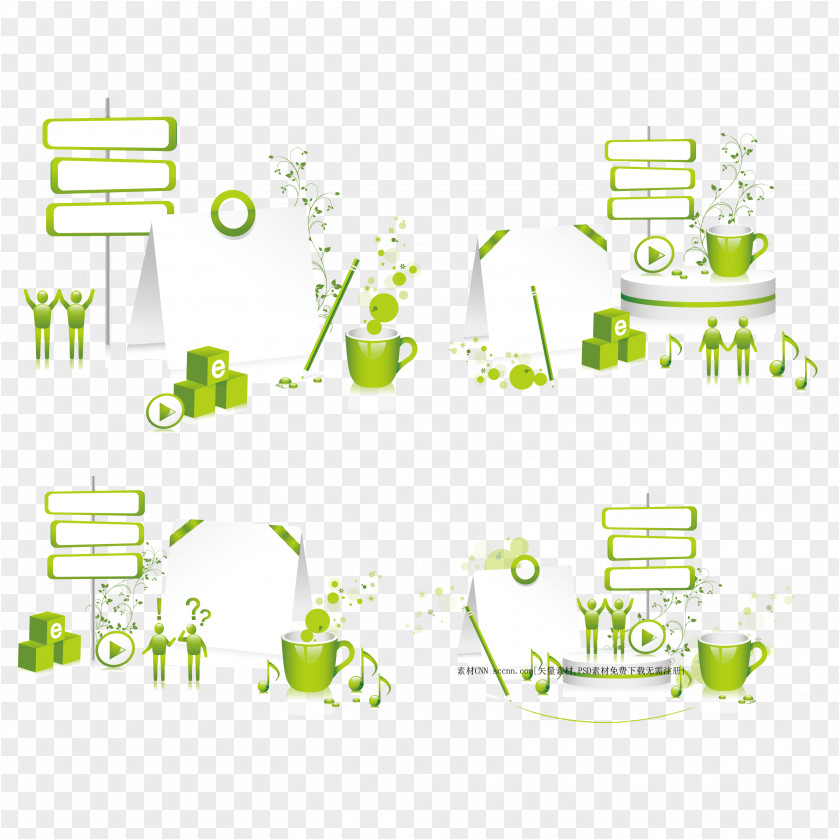 Green Living 3D Design Elements Vector Material Computer Graphics PNG