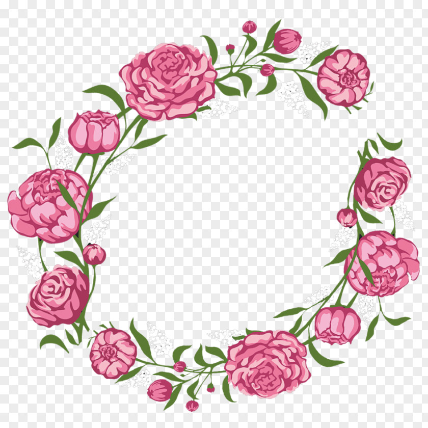 Aesthetic Garland Rose Flower Pink Wreath PNG