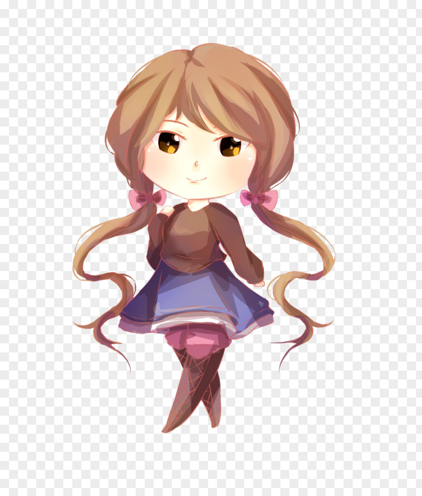 Purple Brown Hair Cartoon Figurine PNG