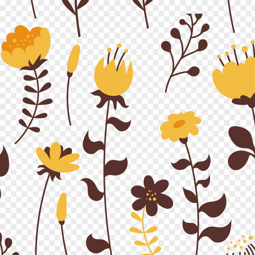 Yellow Flowers Vector Material Floral Design Flower Euclidean PNG